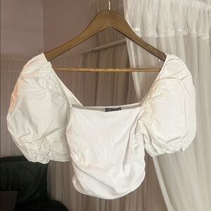 Zara White Puff Sleeve Blouse